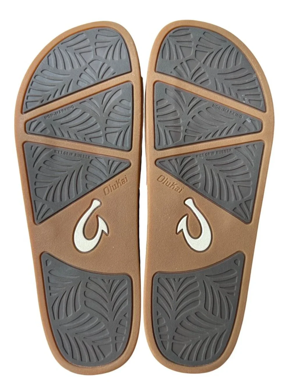 OluKai Kamola Woven Leather Comfort Slide Sandals Tan Women's Size 8